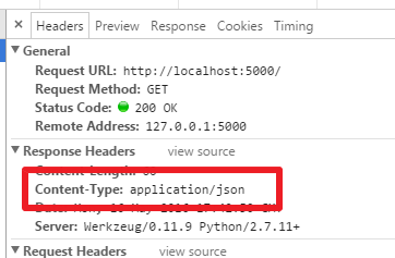 google developer tools json response